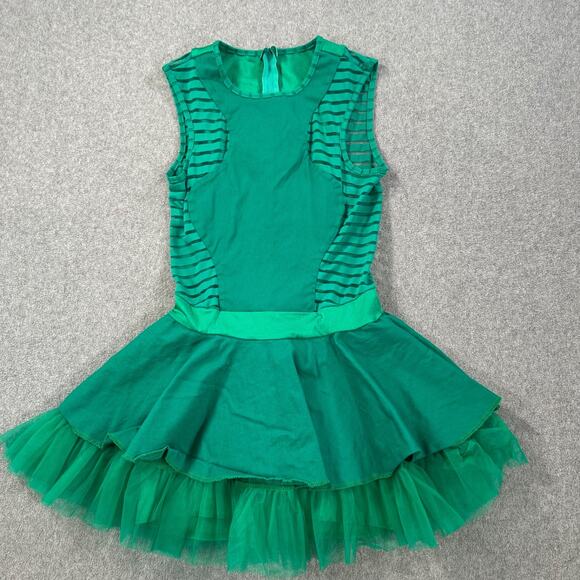 Kelle Green Leotard Dance Costume Size Small Adult Tulle Sleeveless Recital - Picture 1 of 9